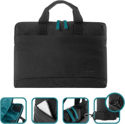 Tucano Smilza Slim Laptoptasche, kompatibel mit Laptop und MacBook Pro/Air, Nylon, abnehmbarer Schul