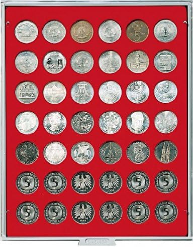 LINDNER Das Original Münzbox Standard mit 42 runden Vertiefungen für Münzen mit Ø29,5 mm, z.B. für d