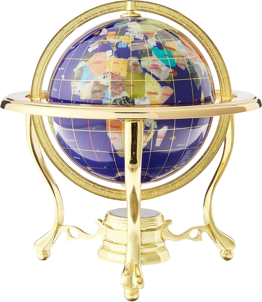 Einzigartige Art 25,4 cm by 6 Lapislazuli blau Ocean Tisch Top Edelstein World Globe mit Gold Stativ