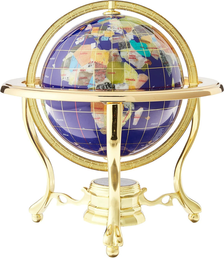 Einzigartige Art 25,4 cm by 6 Lapislazuli blau Ocean Tisch Top Edelstein World Globe mit Gold Stativ