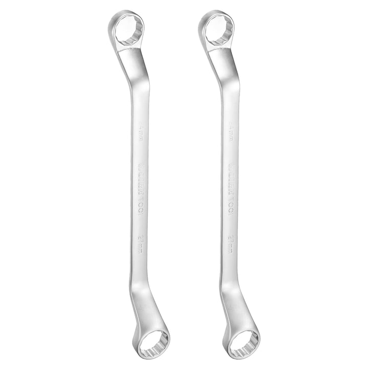 QUARKZMAN 2 Stück Versetzt Extra Lange Doppelringschlüssel 24 x 27 mm Metrisch 12 Punkt 45 Grad Vers