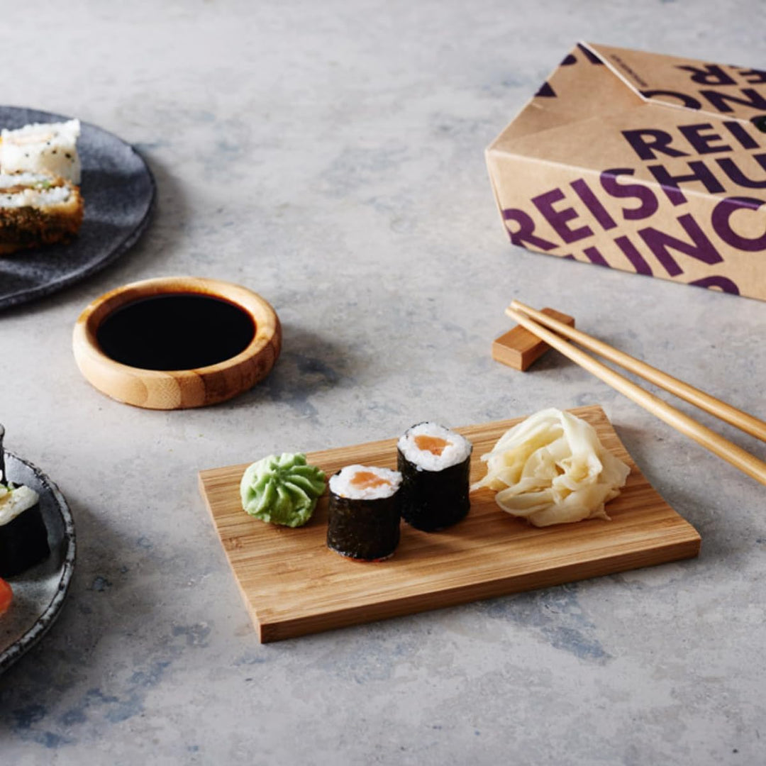 Reishunger Sushi Servier Set (4-teilig, für 4 Personen) aus Bambus – das perfekte Geschenk für Sushi