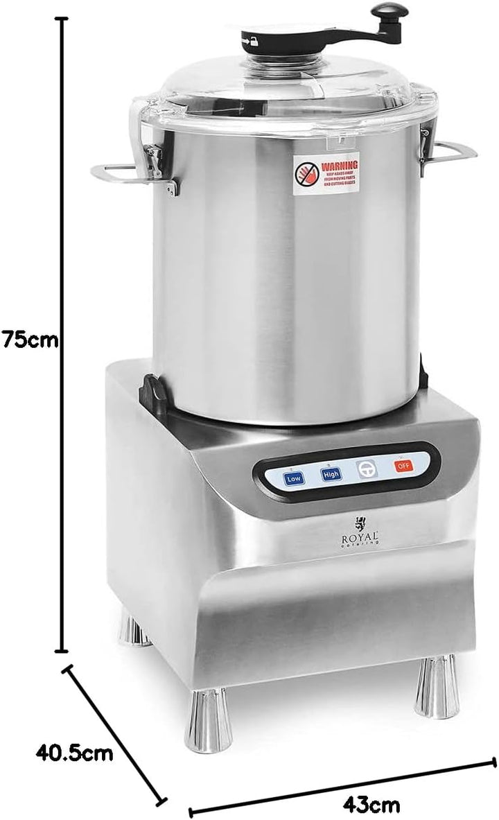 Royal Catering Tischkutter Edelstahl 2200 W 2 Geschwindigkeiten 1500/2200 U/min 18 l Pulse-Funktion