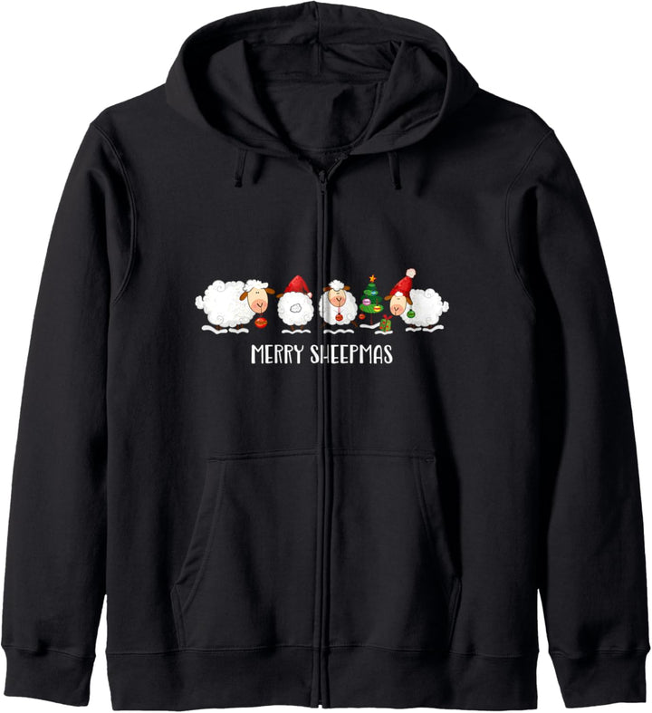 Merry Sheepmas Schaf Weihnachtsoutfit Familie Weihnachten Kapuzenjacke