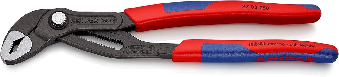 KNIPEX Cobra, Wasserpumpenzange | Rohrzange mit 2K-Griffen, Chrom-Vanadium, atramentiert, 250 mm (SB