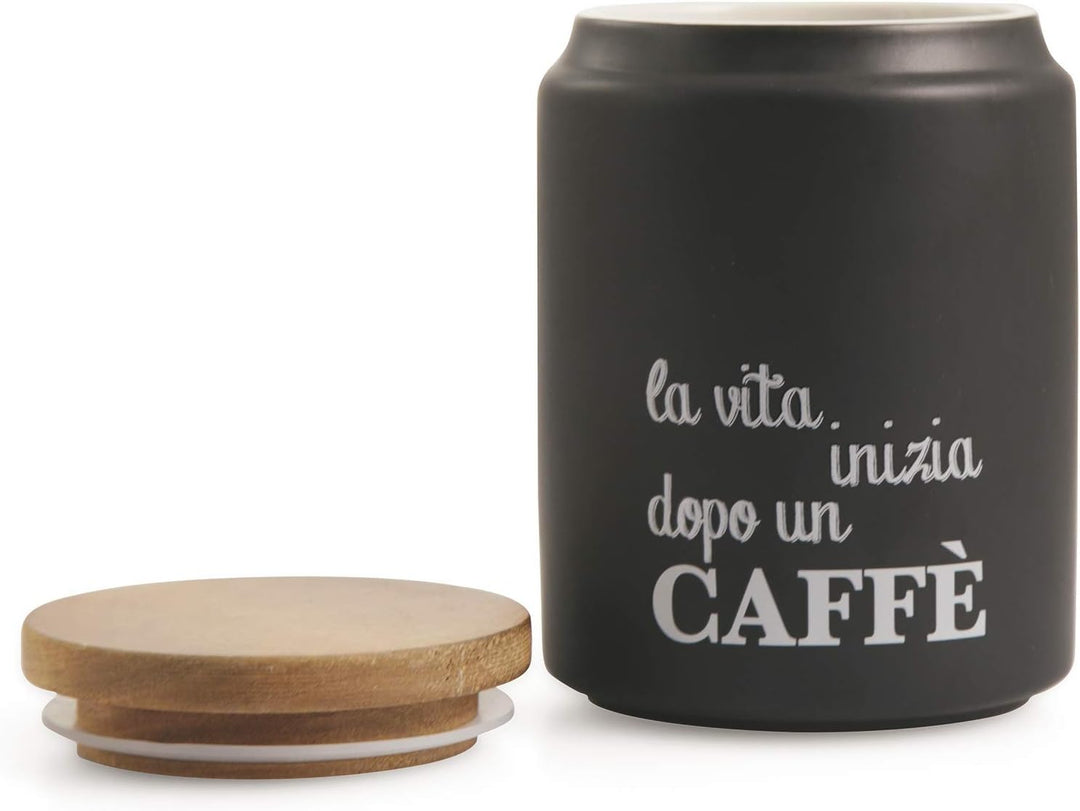 Villa d‘Este Home Tivoli Kaffeedose Gres, Schwarz, 11 x 15 cm 11x15 cm Schwarz, 11x15 cm Schwarz