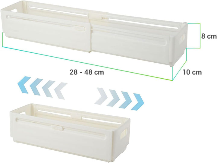 ideoon 12er-Set Kühlschrank-Organizer Ausziehbar (28-48 cm) – Anpassbarer Regal-Einsatz für Ordnung
