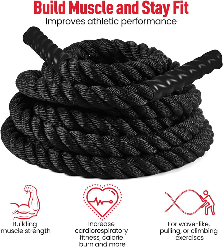 Ultrasport Battle Rope, Seillänge 3,8 cm Durchmesser, hochwertiges Schlagseil für Kraftausdauer & Mu