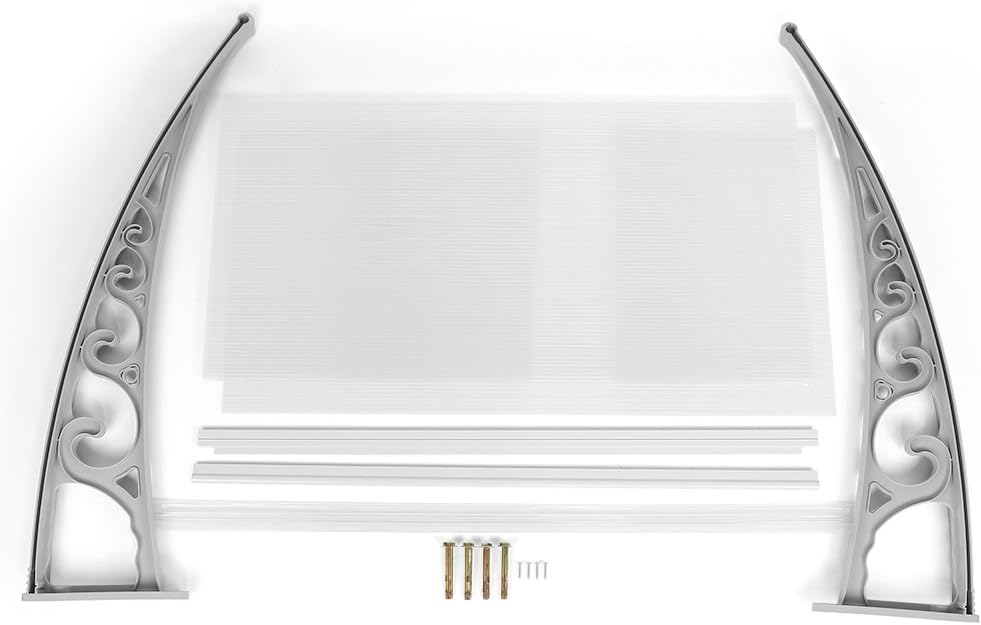MUPAI Vordach Haustür, Kunststoff, Aluminium, Pultbogenvordach, Überdachung, Transparent, Fenster Ma