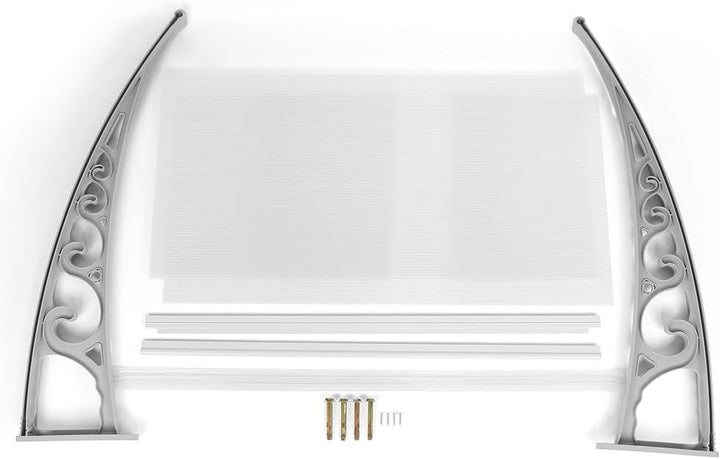 MUPAI Vordach Haustür, Kunststoff, Aluminium, Pultbogenvordach, Überdachung, Transparent, Fenster Ma