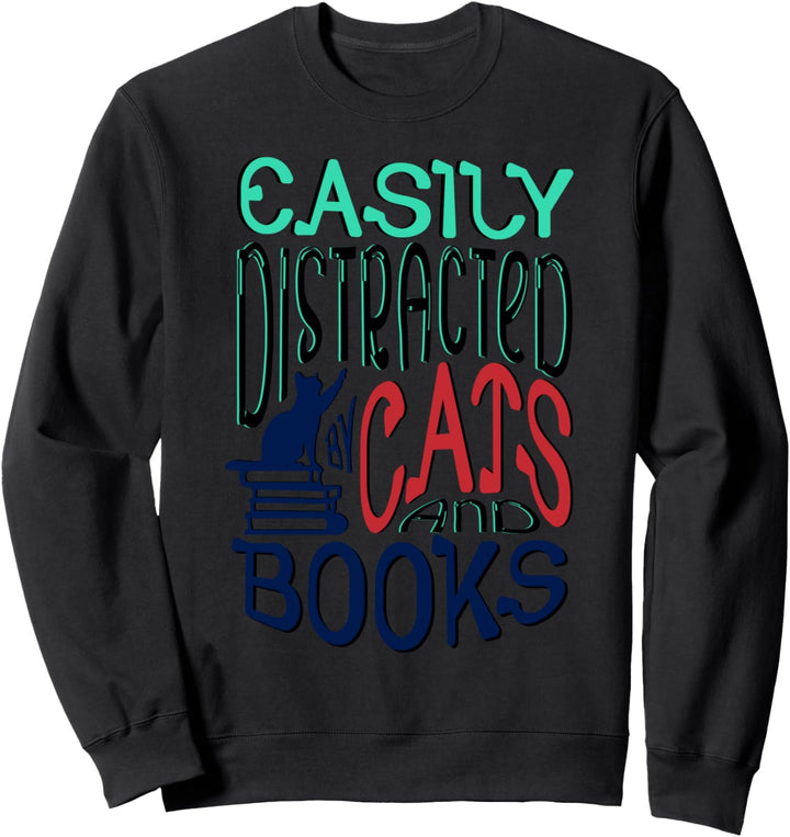 Niedliche Katze Literatur Bücher lesen Sweatshirt
