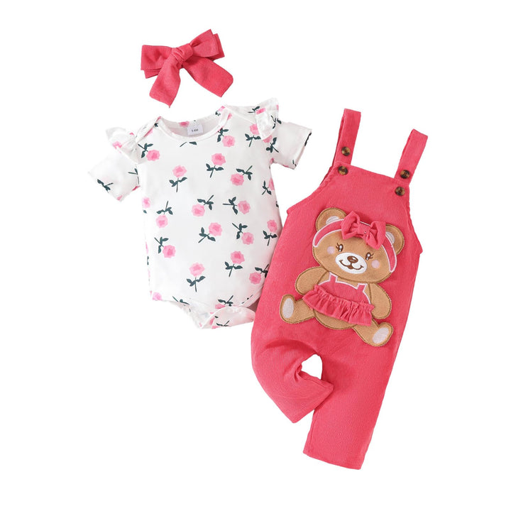 Baby Mädchen Kleidung Floral Tops Body Bär Latzhose Einstellbare Overalls Outfits Set 6-12 Monate Ro