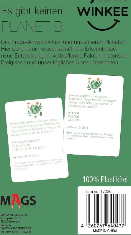 Winkee - Es gibt keinen Planet B Quiz | Ultimatives Quiz-Spiel über unser Konsumverhalten | 100 span