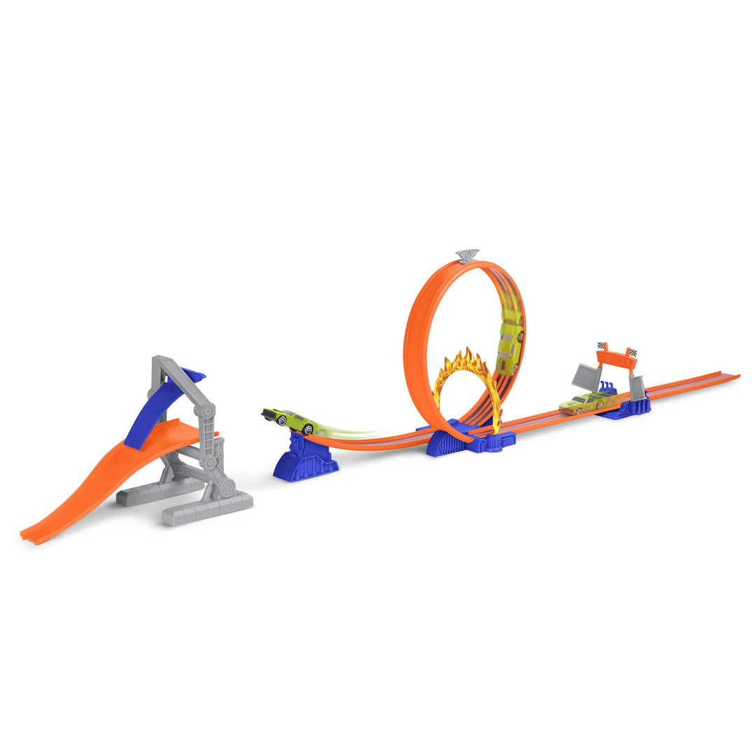 Driven Turbocharge Autorennbahn Stunt Jump Extreme – mit Rennauto, Looping, Feuerring, Bahnen, Rampe