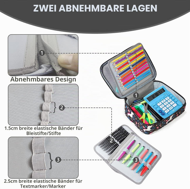 VASCHY Grosse Federmäppchen, Multi Fächer Mäppchen Organizer 72 Stück Etui Schule Federmappe Federta
