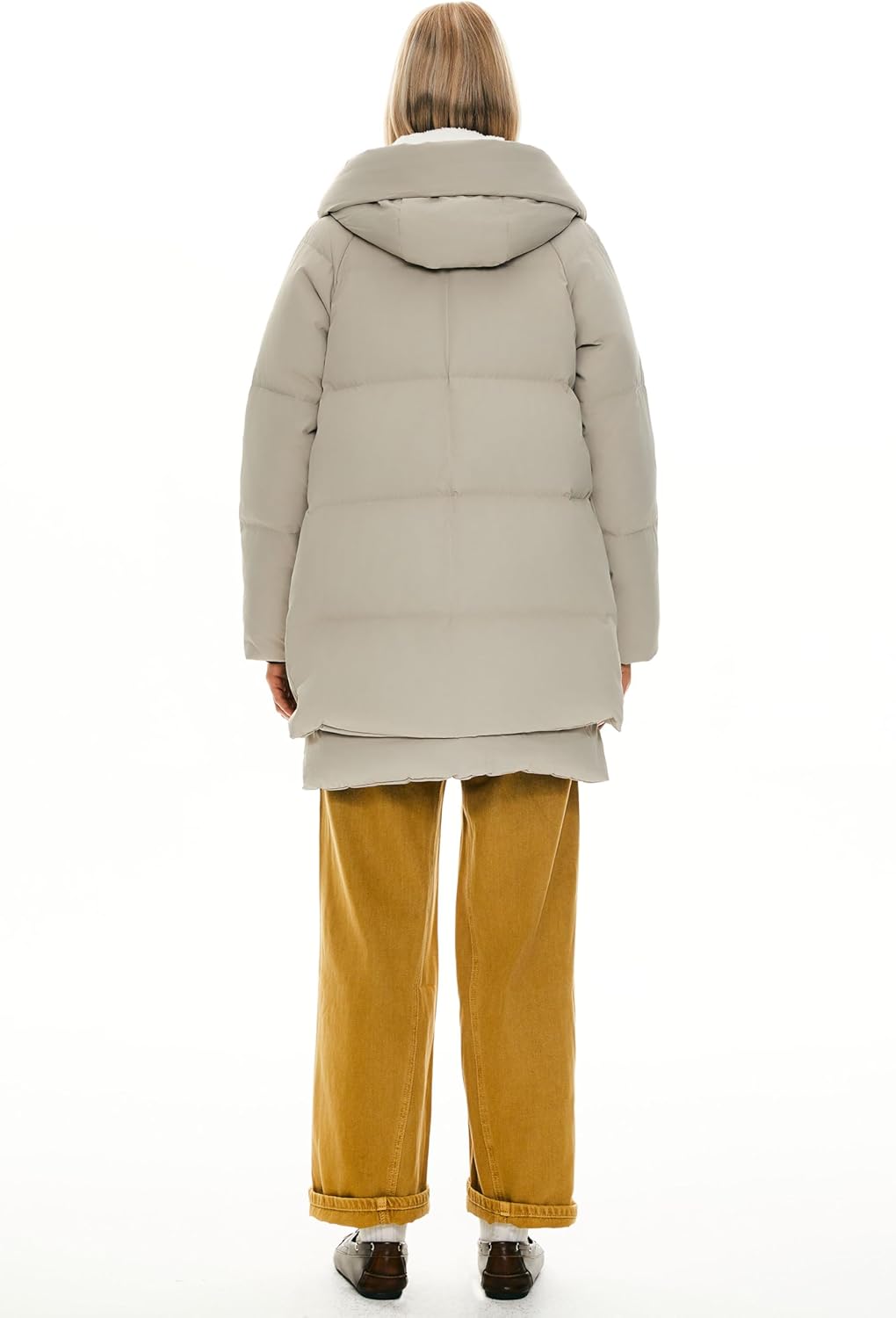 Orolay Winterjacke Damen Verdickte Warme Outdoor Daunenjacke für Damen mit Kapuze, S Beige