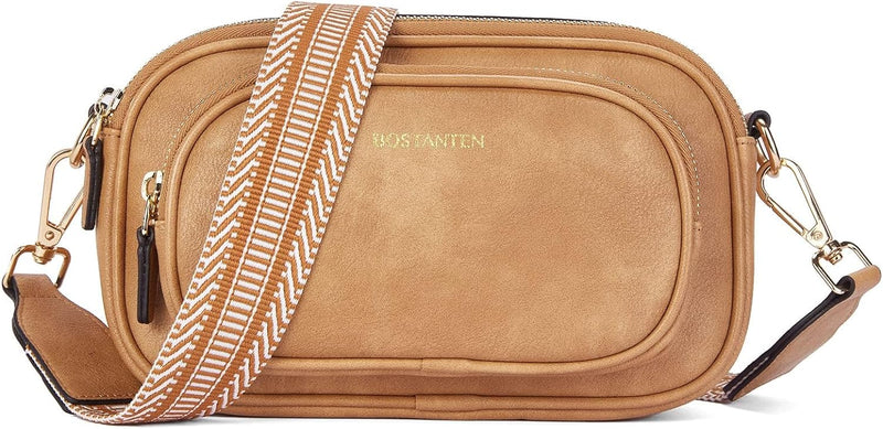 BOSTANTEN Damen Handy Umhängetasche, PU Leder Crossbody Schultertasche, Umhängetasche mit Breitem Gu