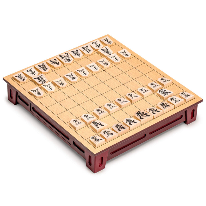 Yellow Mountain Imports Japanisches Shogi Schach-Set – Holzspielbrett mit Schubladen und Traditionel