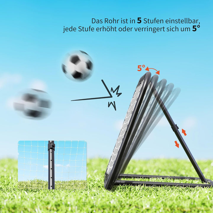 HOMCOM Rebounder für Fussball, 78 x 84 cm Prellwand mit Heringen, verstellbar in 5 Stufen, tragbar,