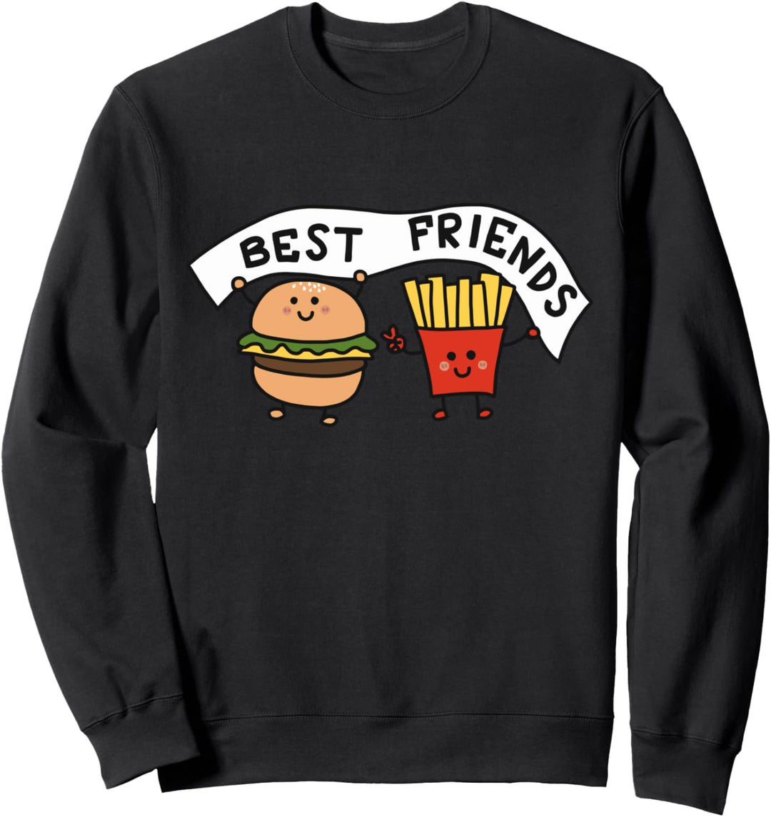 Best Friends Burger & French Fries illustration Graphic Fun Sweatshirt