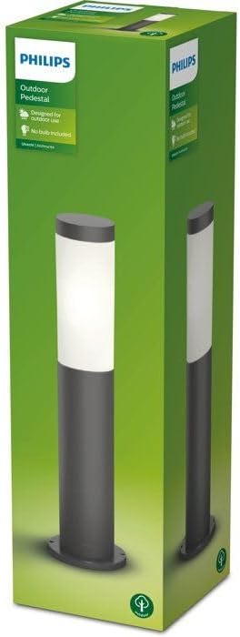 Philips Outdoor LED Sockelleuchte Utrecht, für den Aussenbereich, Anthrazit, 60W, IP44 Schutzklasse,