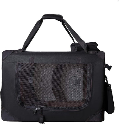 Zedelmaier Faltbare Hundebox Transportbox Hundekäfig Kleintiertasche (L - 51 x 70 x 50cm, Schwarz) L
