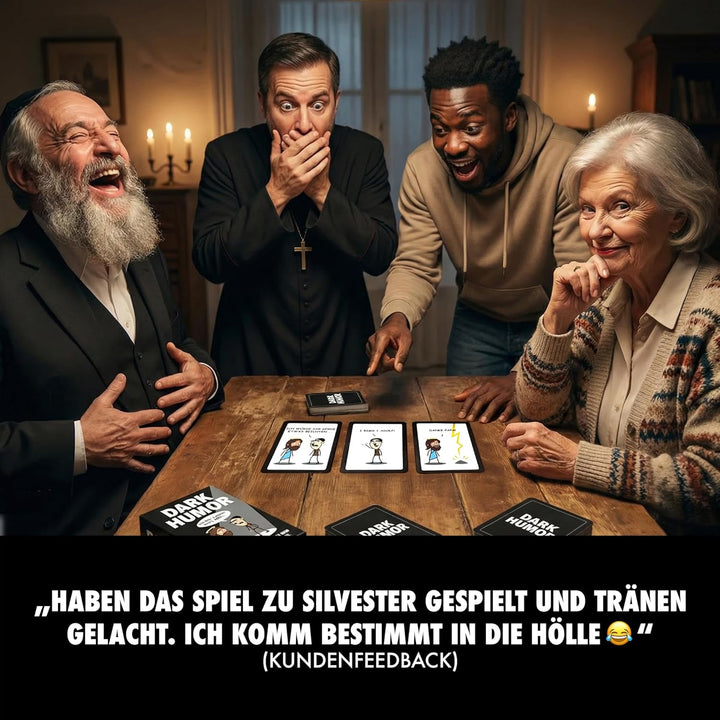 Wer lacht, verliert! Dark Humor Kartenspiel jenseits von Gut und Böse für Fans von schwarzem Humor,