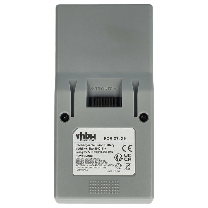 vhbw Akku kompatibel mit Genius Invictus X9, X7 Staubsauger (2000 mAh, 25,2 V, Li-Ion)