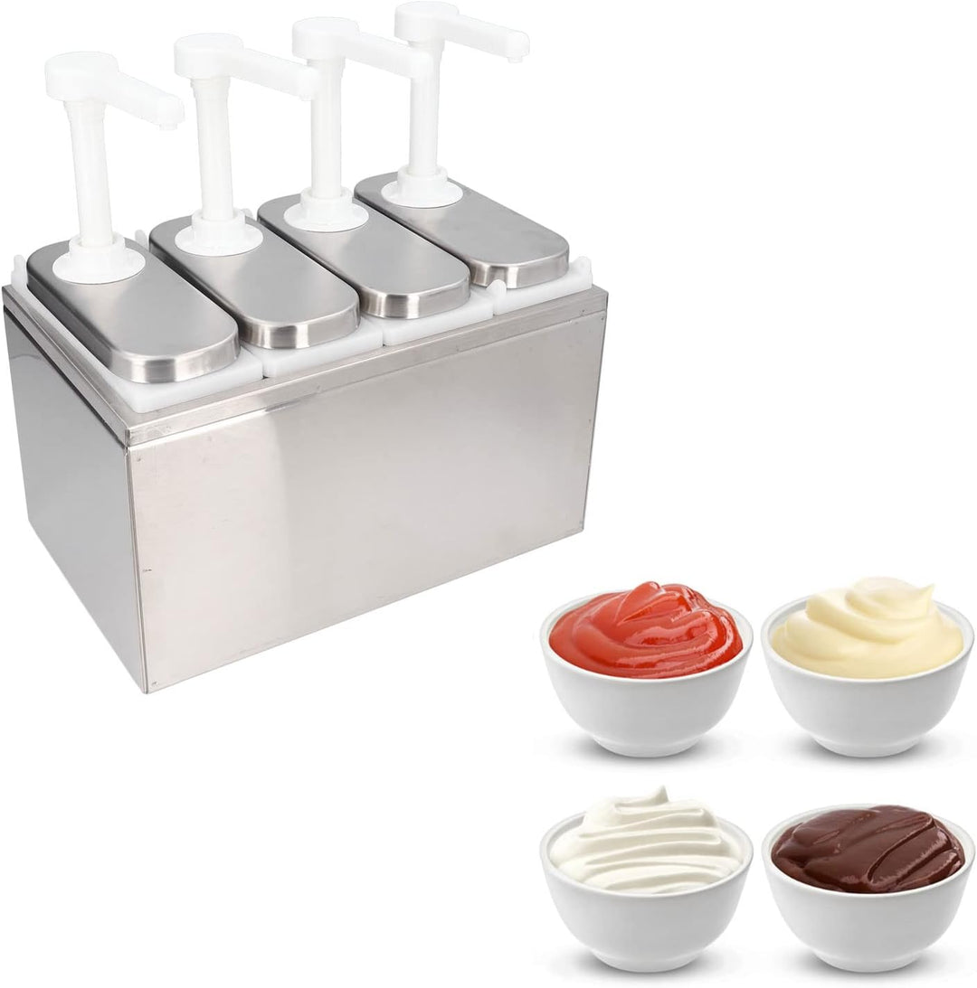 Saucenspender, 1 l, Sossenspender Pumpe, mit Sockel, Abnehmbar, für Ketchup, Salatdressing, Sojasauc