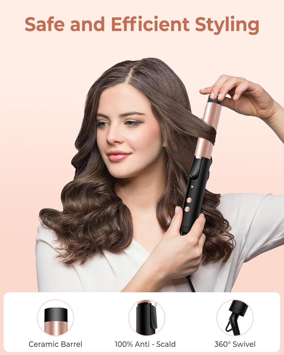 UKLISS Mini Lockenstab 25mm - Lockenstab Kurze Haare 160-200°C, Reise Mini Hair Curler für Kurze und