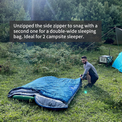 Unigear Camfy Bed 30°F Camping Schlafsack für Erwachsene & Kinder, Deckenschlafsack für 3-4 Jahresze