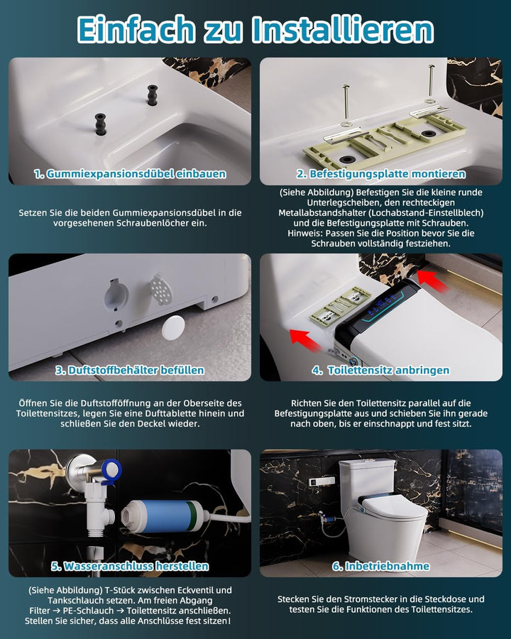 Smart WC-sitze mit Bidet Funktion, Japanische Toilette Sitz Beheizbare Klobrille mit Automatischem D