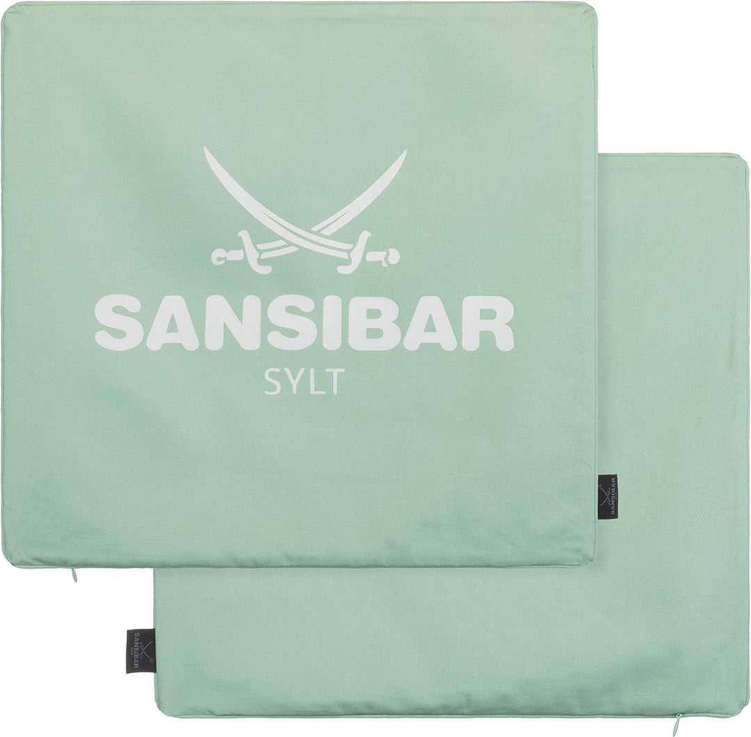 Sansibar Kissen Zierkissen Dekokissen Sofakissen 100% Baumwolle (Bezug - 45x45 cm - 2er-Set, Mint/We