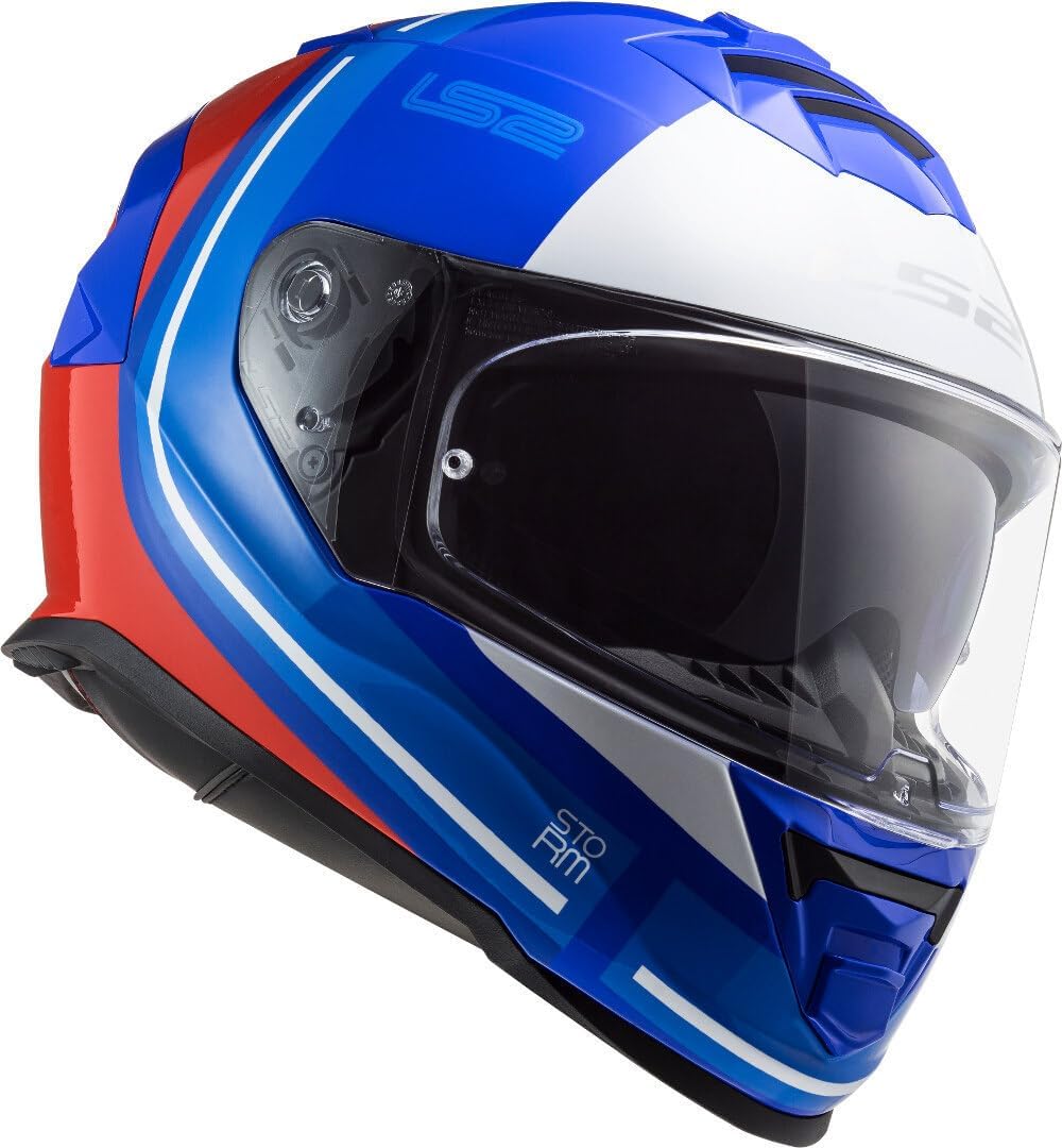 LS2 Unisex Storm Slant Motorradhelm, XS rot / blau