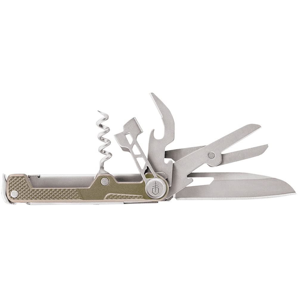 Gerber Taschenmesser mit 8 Funktionen, Multitool mit glatter Klinge, ArmBar Cork, Gold, Edelstahl/Al