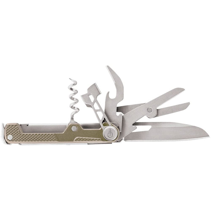 Gerber Taschenmesser mit 8 Funktionen, Multitool mit glatter Klinge, ArmBar Cork, Gold, Edelstahl/Al