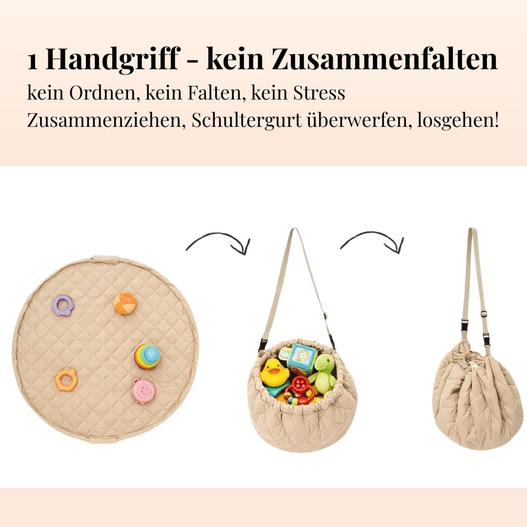 Baby Krabbeldecke Rund 110 cm – Extra Weich & Dick Gepolstert, Waschbar & Schadstofffrei, Spieldecke