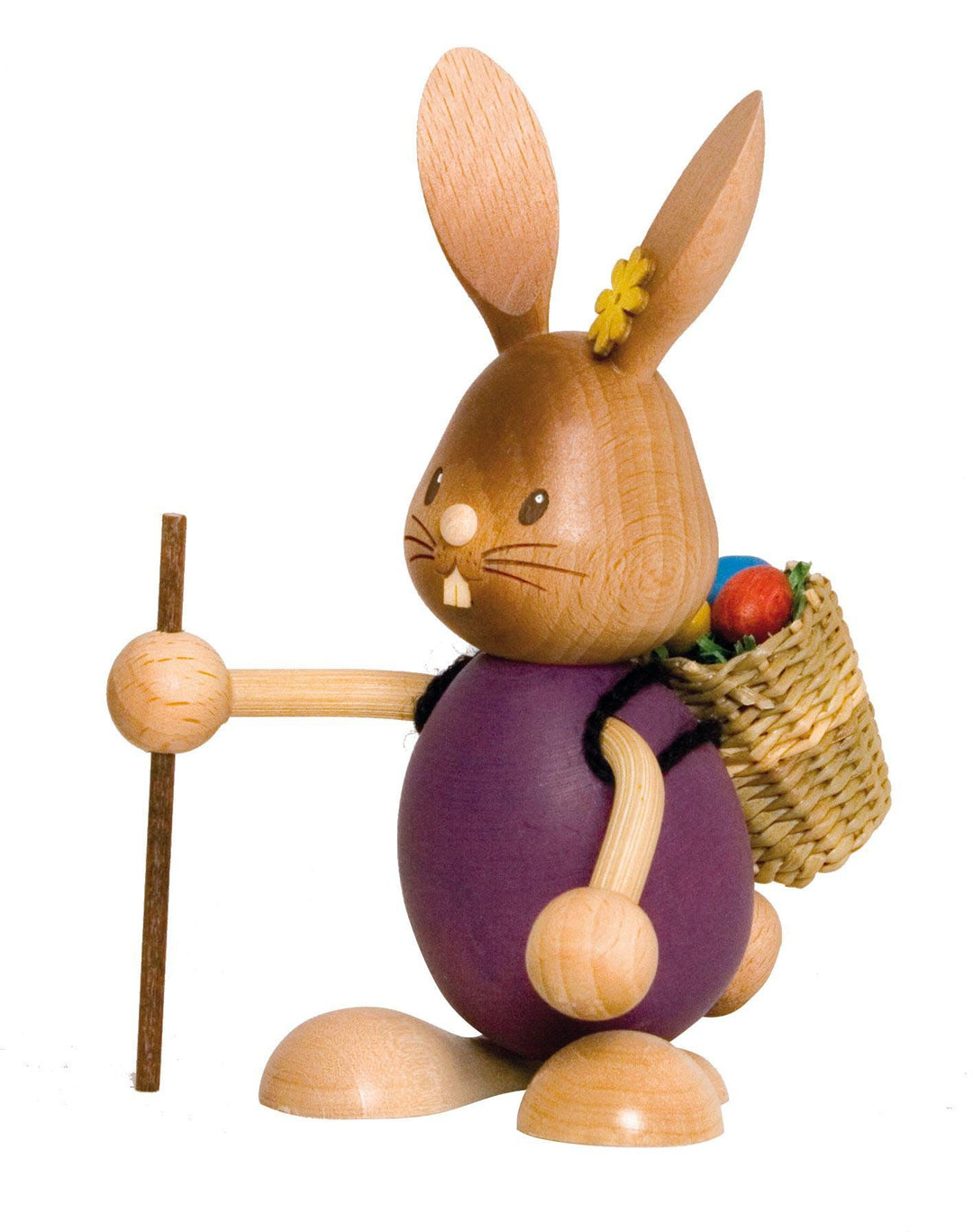 Drechslerei Kuhnert - Osterdekoration / Osterhase - Stupsi Hase "Wanderer" - 12cm - aus Holz - Made
