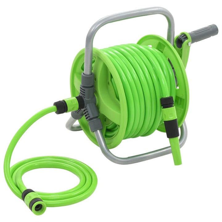 Wasserschlauchtrommel mit 20 m Schlauch und 2 m Anschlussschlauch, PVC-Gartenschlauchaufroller inkl.