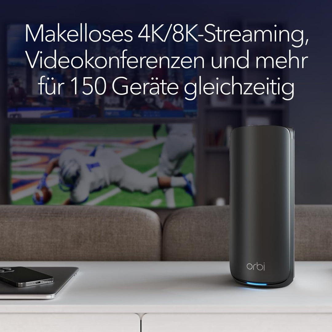 NETGEAR Orbi 870-Serie Tri-Band WiFi 7-Mesh-System (RBE873B) – Router + 2 Satelliten-Repeater, Siche