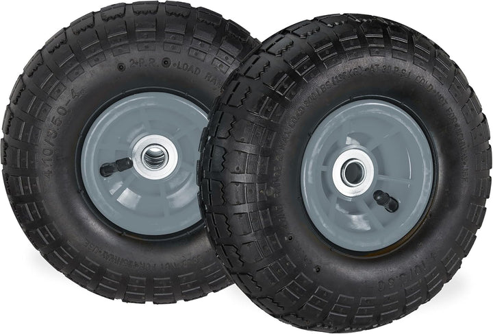 4 x Sackkarrenrad 4.1/3.5-4, luftbereifte Ersatzräder für Bollerwagen, für 16 mm Achse, 136 kg, 260x
