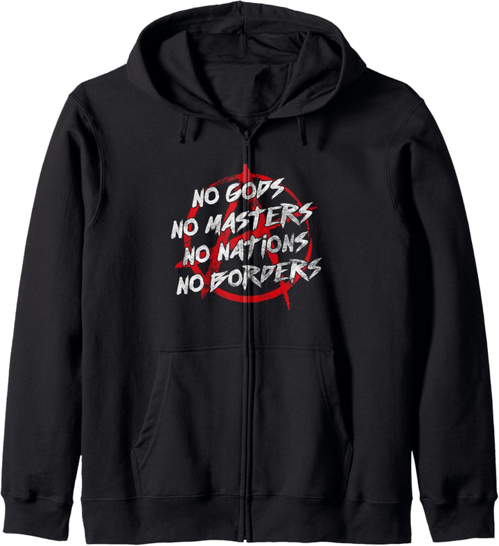 No Gods No Masters No Nations No Borders Anarchie, Anarchist Kapuzenjacke