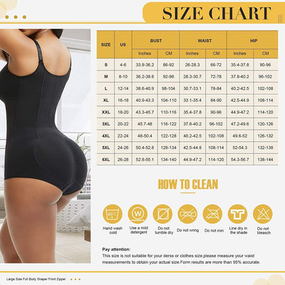 FeelinGirl Damen Shapewear Formender Full Body Shaper mit Reissverschluss Slimming Mieder-Body Bauch