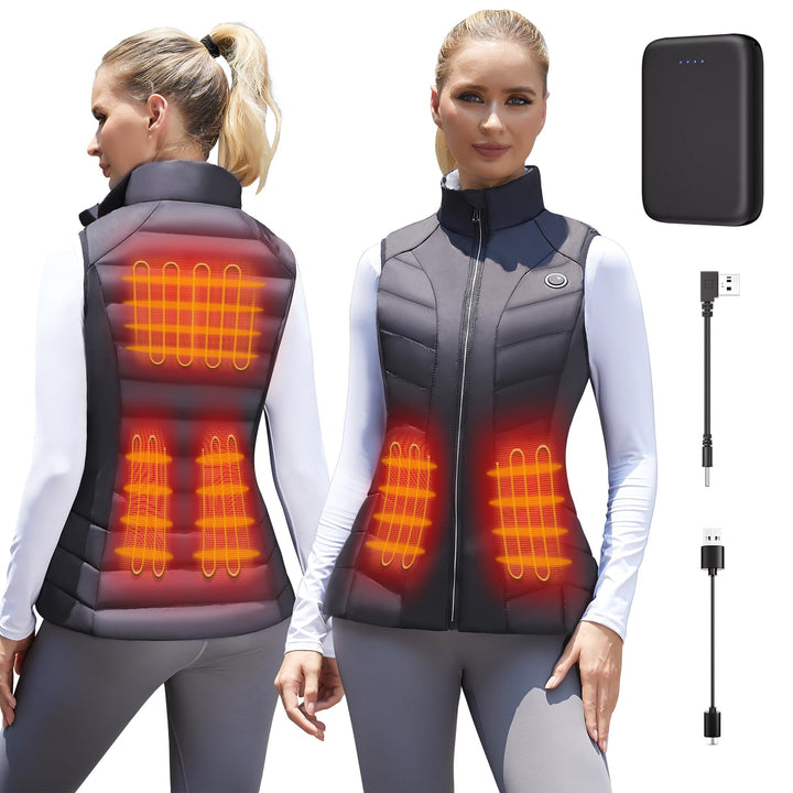 Vofuoti Beheizbare Weste Damen mit 10000 mAh Powerbank,Weihnachten Geschenk für frauen,Slim fit Wärm