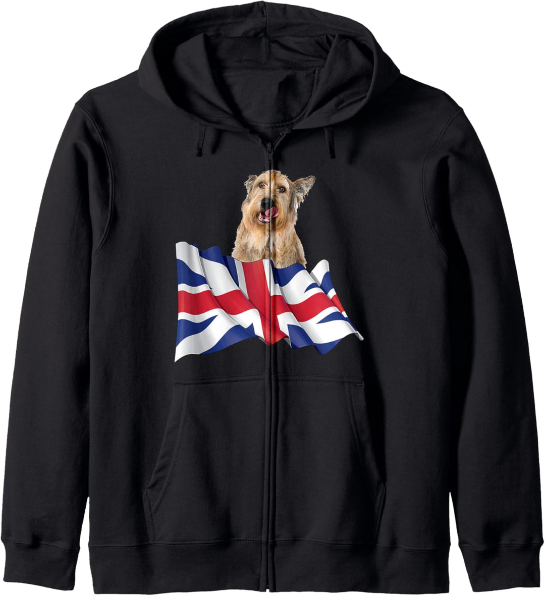 Union Jack Flag Dog Berger Picard Kapuzenjacke