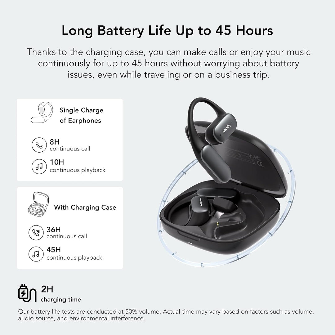 NEARITY MemPod Fit 2 Open-Ear Bluetooth-Kopfhörer, kabellose Ohrhörer mit tiefem Bass, bis zu 45 Std