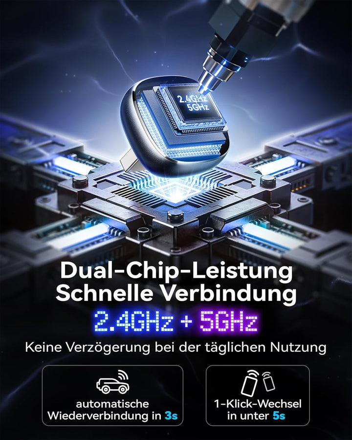 Wireless Carplay & Android Auto Adapter 2-in-1, 1-klick-Benutzerwechsel, Mavlou 2026 Ultra-Mini Dong