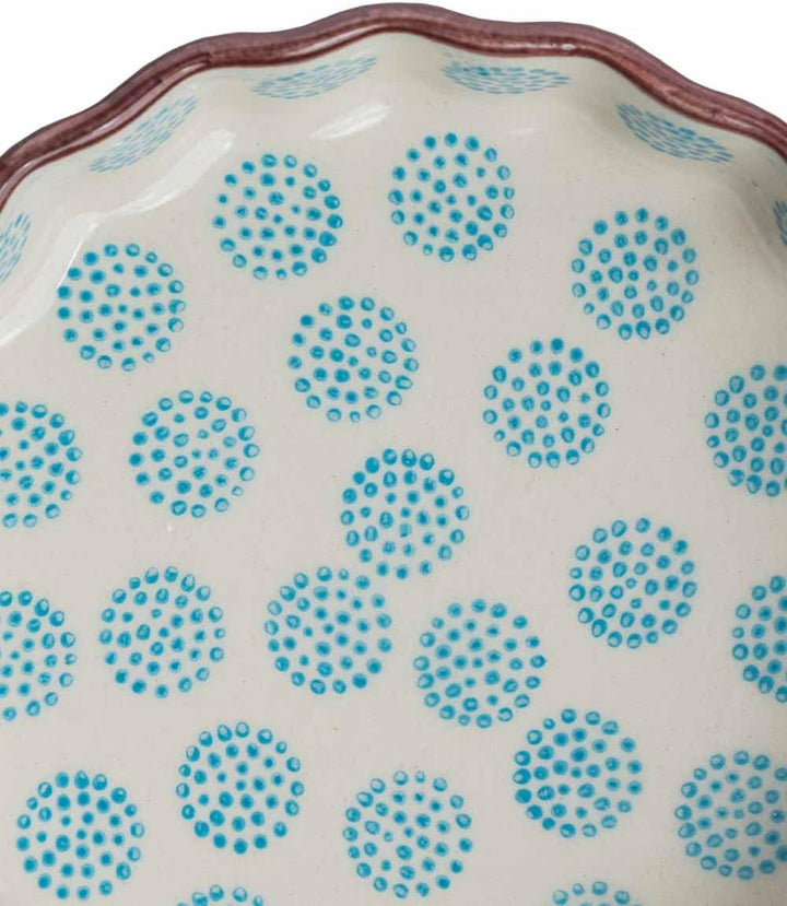 Tranquillo 6er Set Tarteletteform aus Steinzeug mit handgestempeltem Print weiss/blau RETRO, Ø11 x 3
