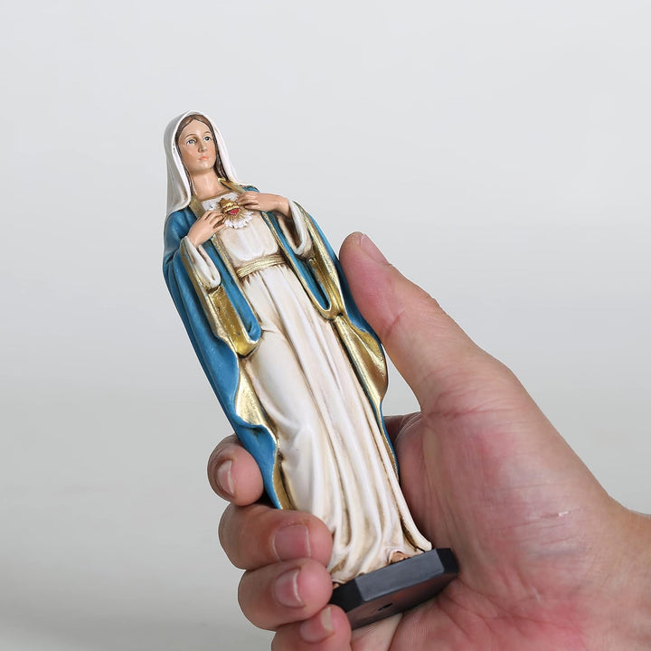 BC katholische Unbefleckte Herz-Maria-Figur, Maria-Statuen, handbemalte katholische Geschenke, 15,2