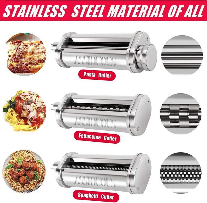 Edelstahl Nudelaufsatz für Kitchenaid Küchenmaschine, Nudelroller und Schneider für Kitchen Aid,Nude